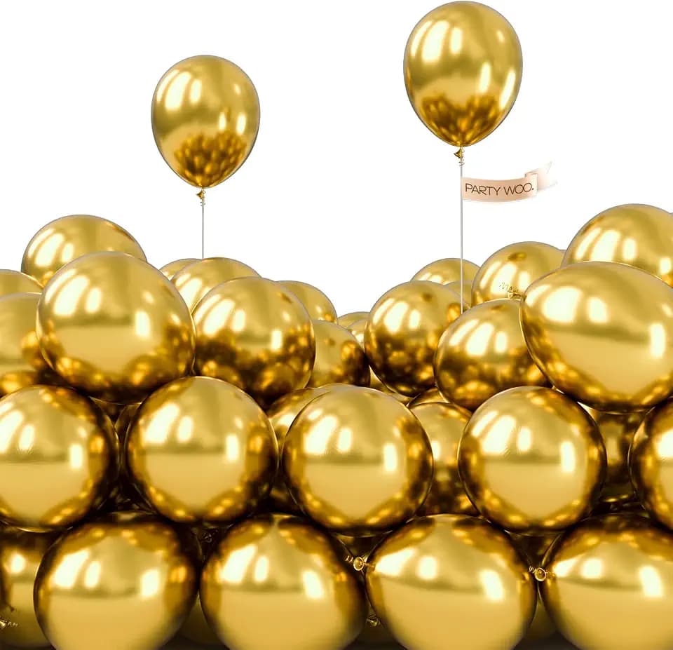 PartyWoo Metallic Gold Balloons 100pcs Metallic Gold Chrome Color 5 Inch
