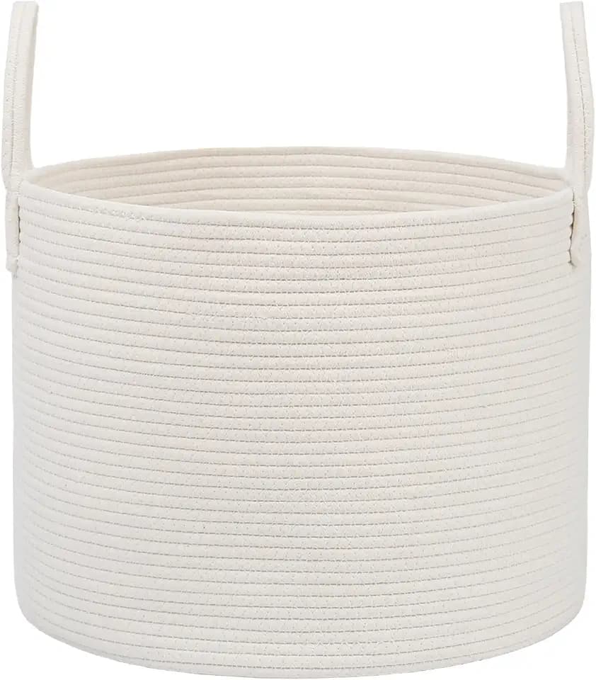 JMvicyroam 65L Extra Large Machine Washable Cotton Rope Blanket Basket