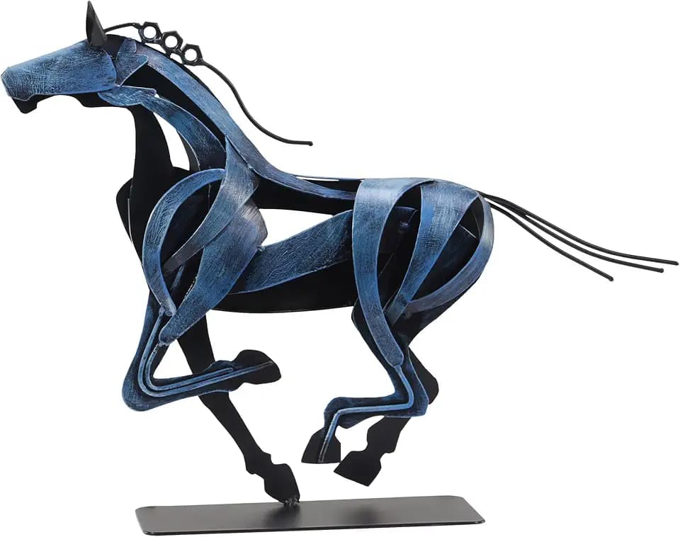 SunBlogs Art Handmade Metal Horse Statue, Hand-Painted Horse Decor