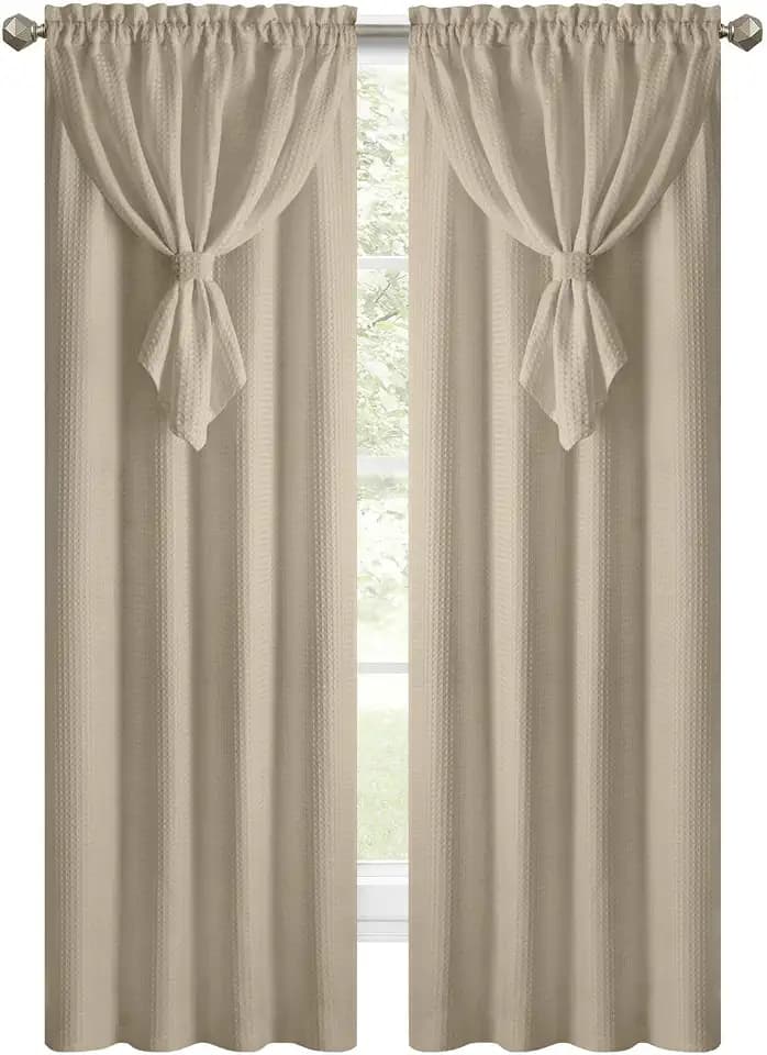 Allegra Curtain Panel with Attached Teardrop-Style Valance, 42 x 84 in