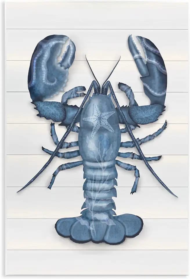 Blue Lobster Starfish, 13 x 19 Inch Mounted Print on Wall Plaque