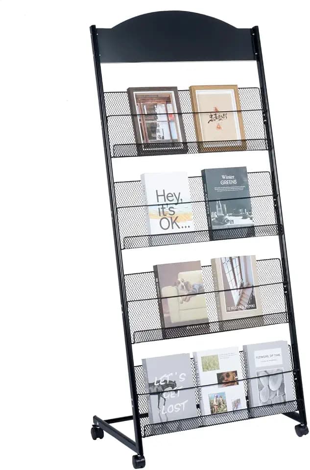 lesolar 4 Tier Floor-Standing Magazine Rack, Book Brochure Display Stand