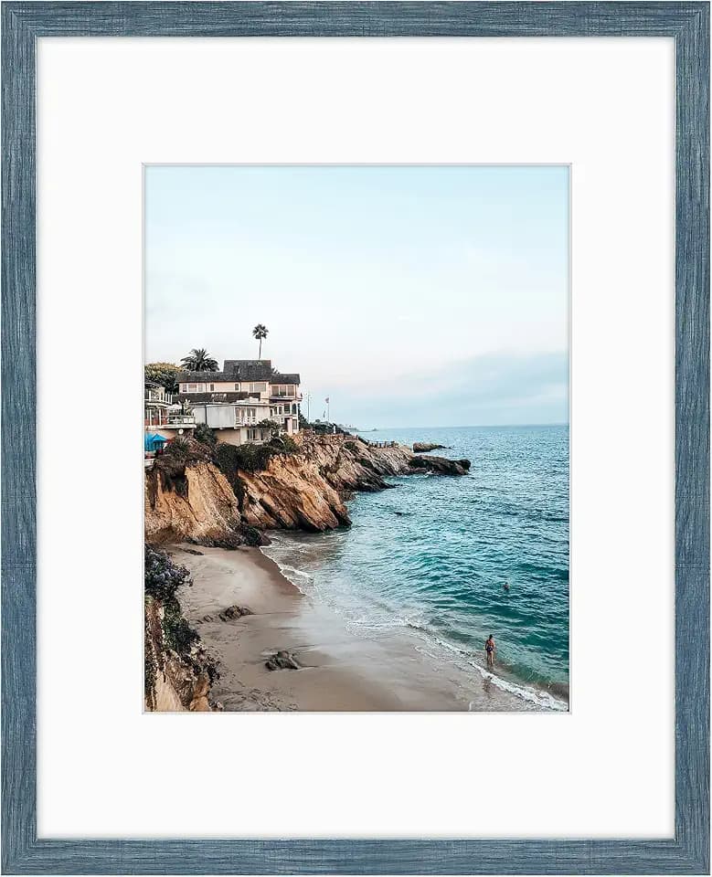 Frametory 16x20 Frame with Mat for 11x14, Real Glass, Blue
