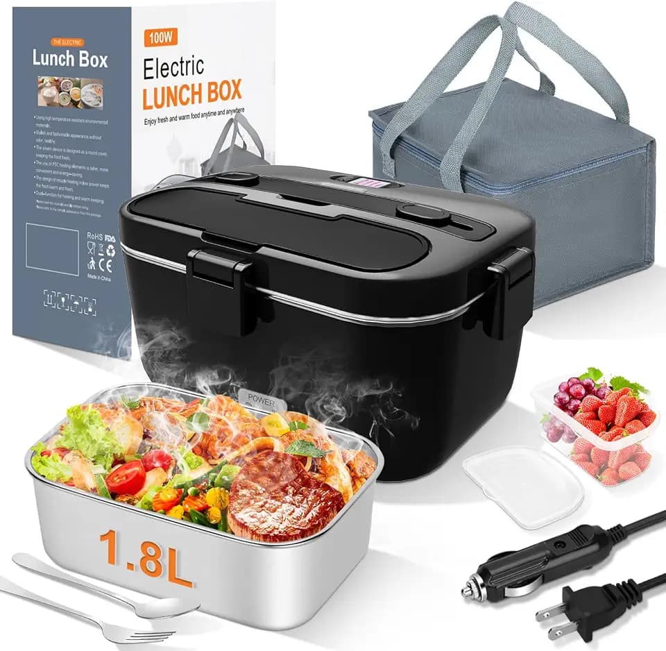 DUPASU Electric Lunch Box Food Warmer, 1.8L Heated Lunch Box for Adults