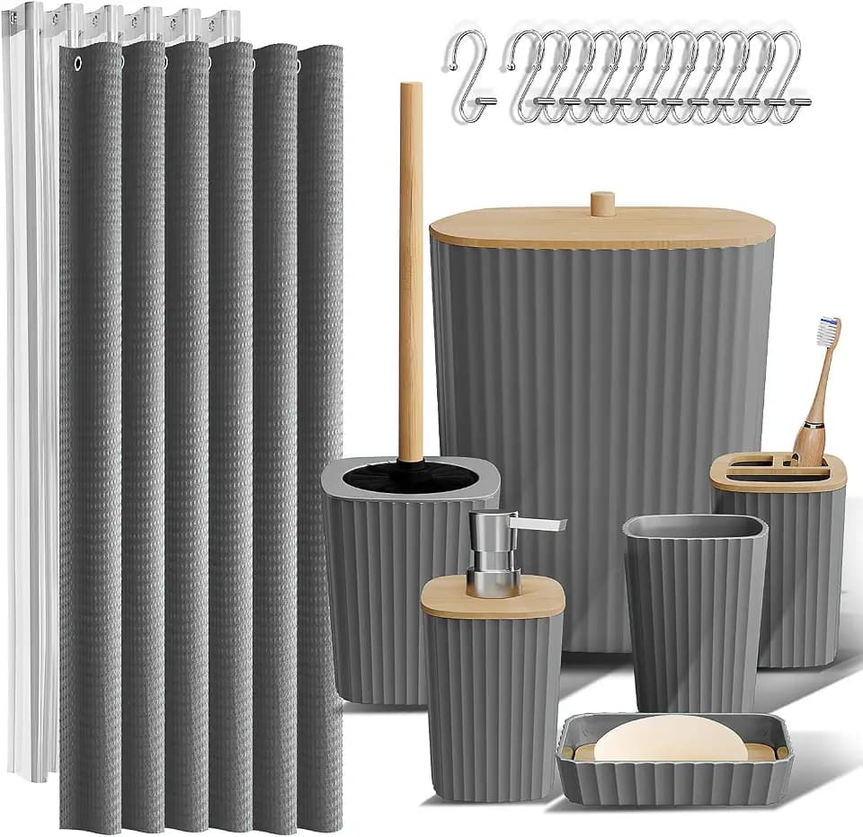 Clara Clark Bathroom Set, Shower Curtain Set, Bathroom Accessory Set