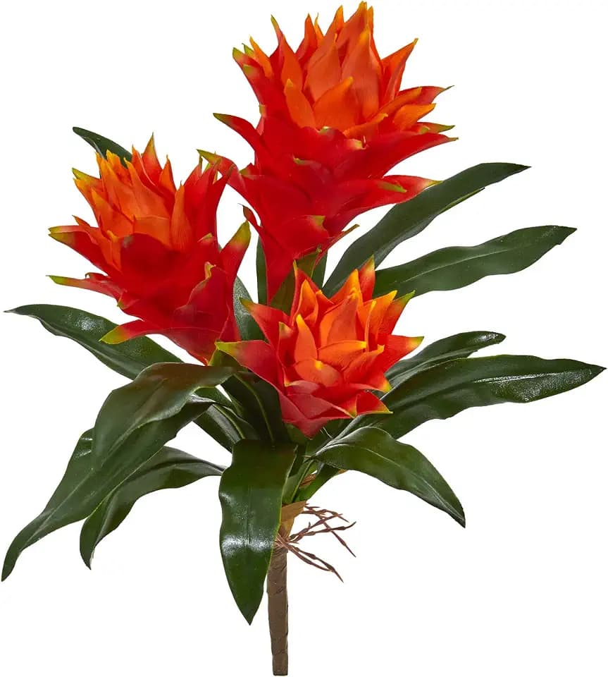 Nearly Natural 16 in Artificial Double Bromeliad Flower (Set of 6)