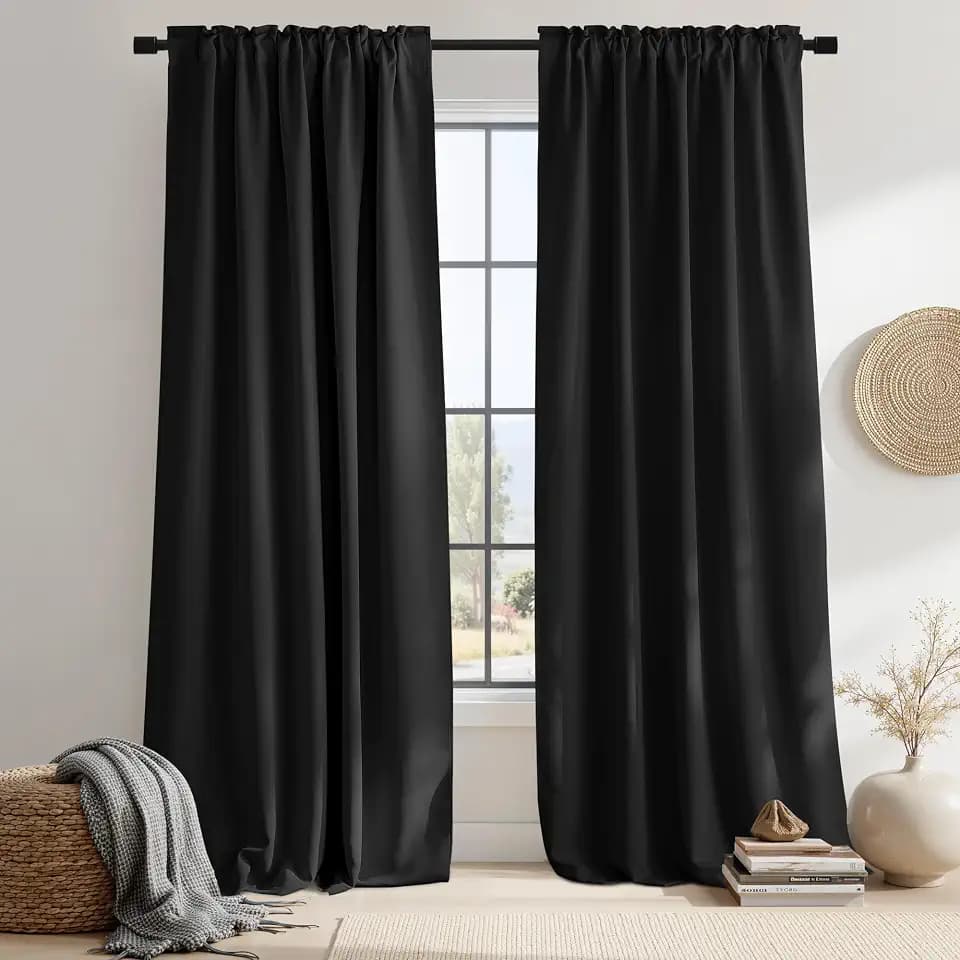 NICETOWN Halloween Blackout Curtains Shades Window Drapes - (Black Color) W52 x L95, Double Panels, Blackout Draperies Window Treatment for Living Room