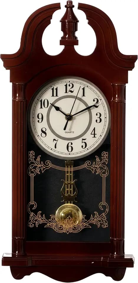 Clockswise Vintage Grandfather Wall Clock with Pendulum, Brown