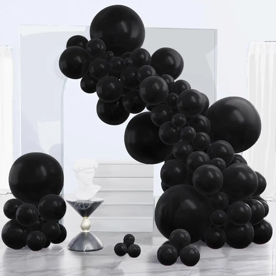 PartyWoo Black Balloons 130 pcs Different Sizes of 18 12 10 5 Inch Black Balloons Arch Kit Garland for Baby Shower Birthday Graduation Casino Gaming Anniversary Race Car Party Decorations Black-Y18