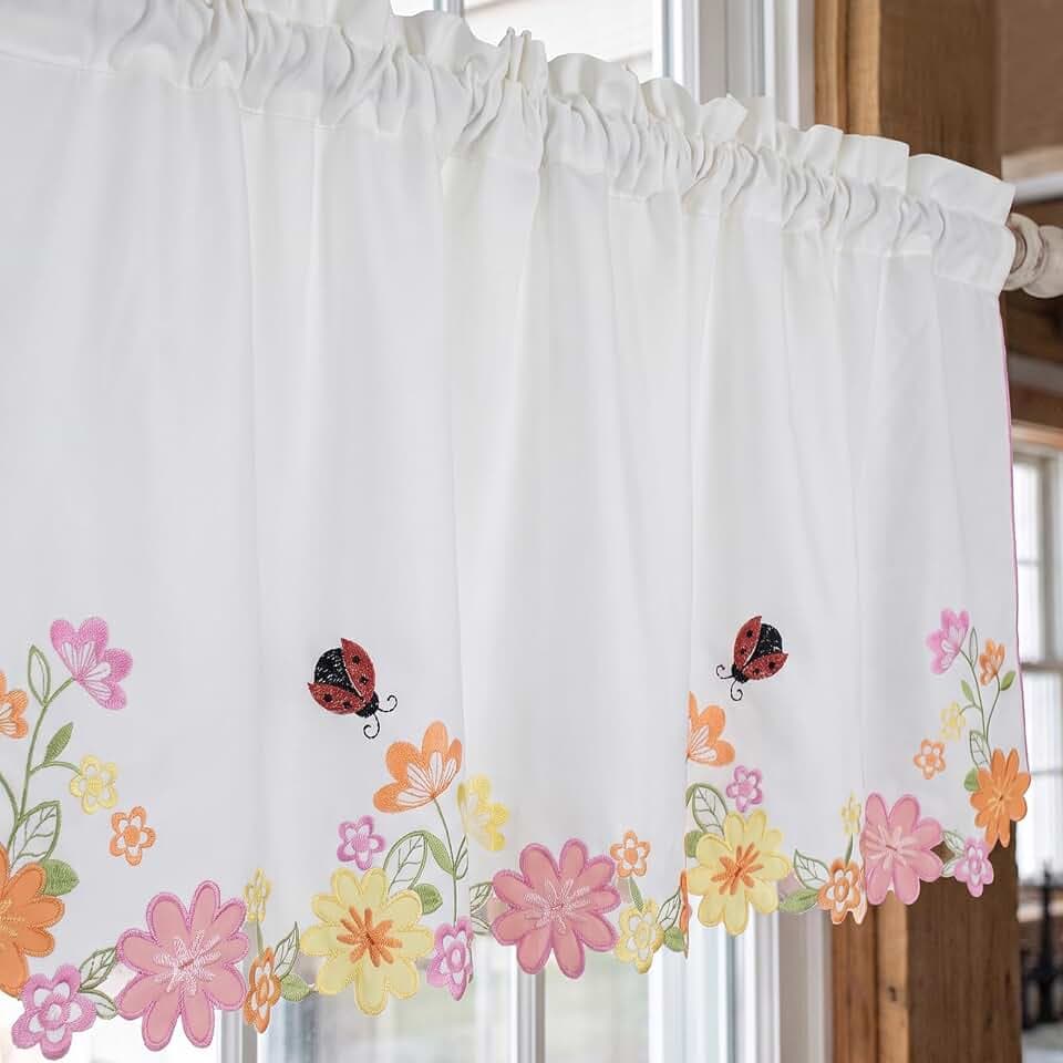 Molaxhome Beautiful Dazzling Embroidered Window Valance for Kitchen Decor