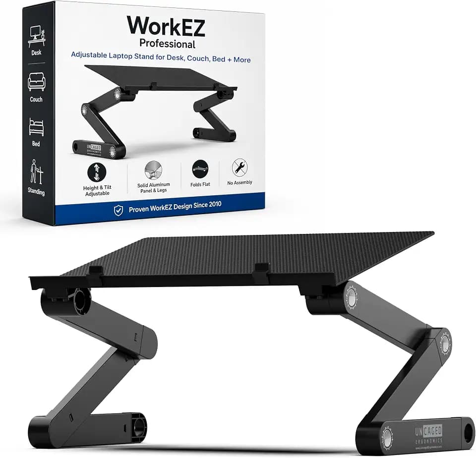 Uncaged Ergonomics WorkEZ Laptop Stand for Desk and Bed, Lap Desk, XL-Black