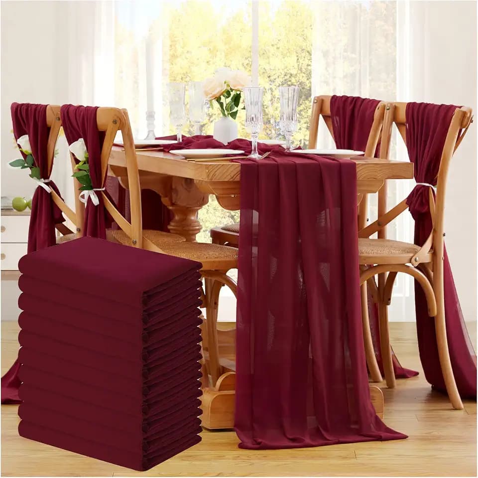 Sage Green Chiffon Table Runner 10 Packs Wedding Dining Table Decor