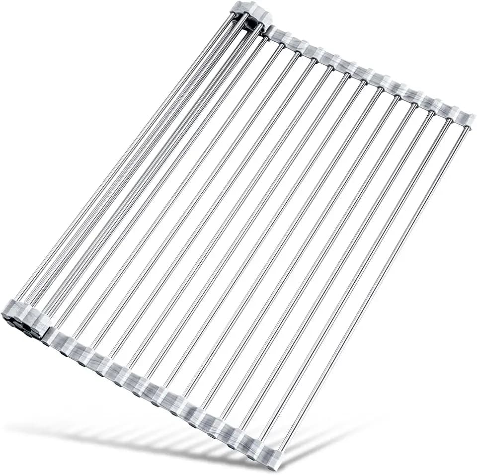 Tomorotec Roll Up Dish Drying Rack Over Sink, 304 Steel, 17.7x15.5, Marble
