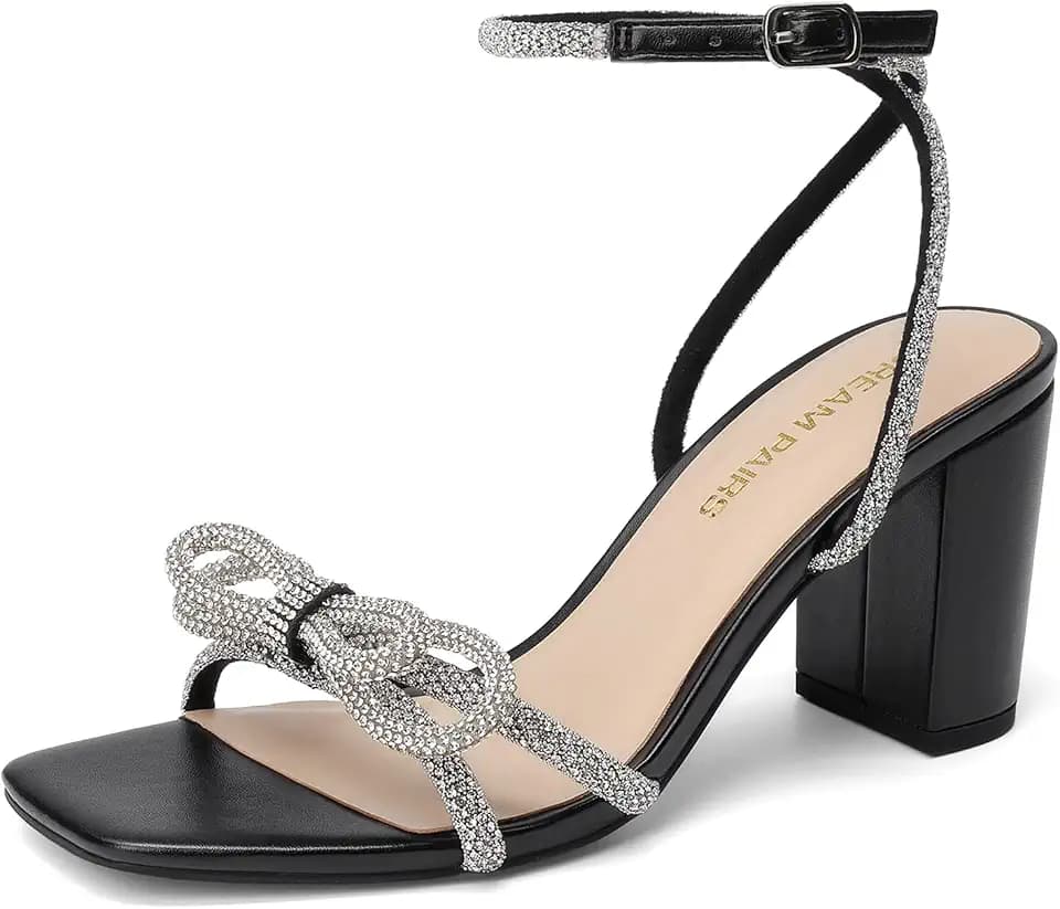 DREAM PAIRS Women's Ankle Strap Low Chunky Heel Sandals