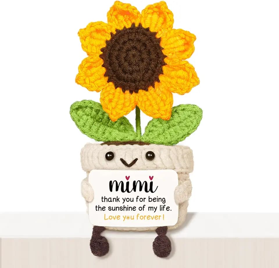 AceThrills Mimi Gifts, Mimi Birthday Gifts - Handmade Crochet Funny Cute Sunflower, Gift for Mimis from Grandchildren, Present for Grandma on Birthday Christmas Mother's Day