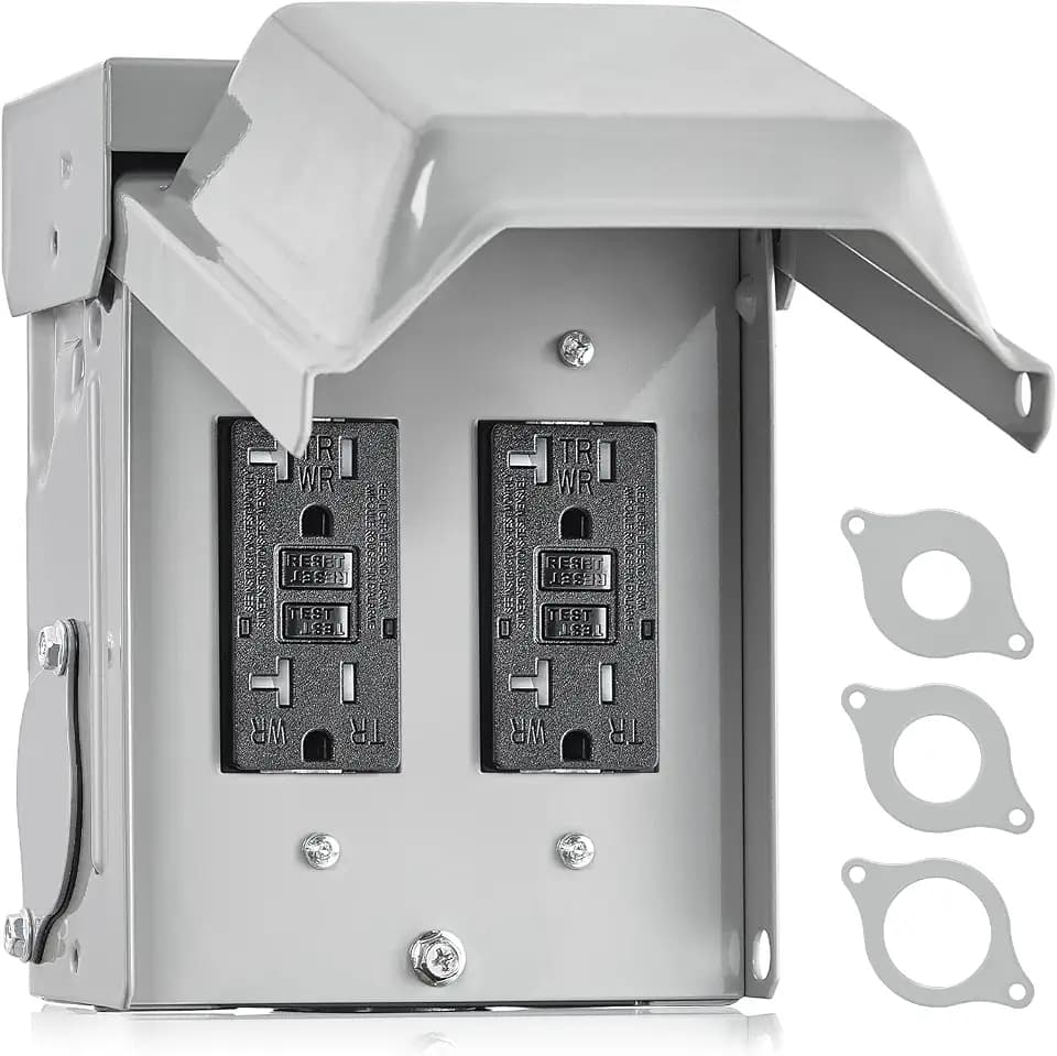 SURAIELEC Outdoor Outlet Box Waterproof, Dual 20 AMP WRTR GFCI Receptacles