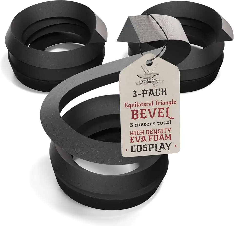 The Foamory 3-Pack Black EVA Foam Bevel Equilateral Triangle 20mm x 1M Long
