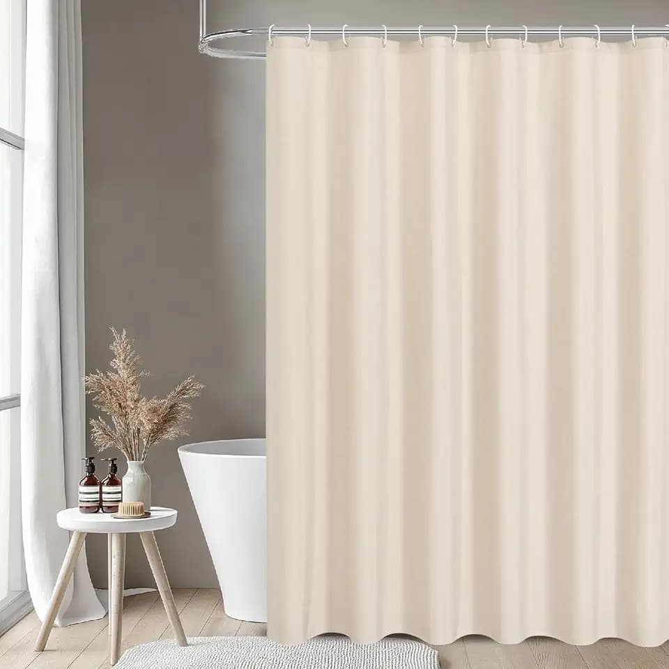 Waterproof Fabric Shower Curtain,No Liner Needed,72x84,Ivory/Cream