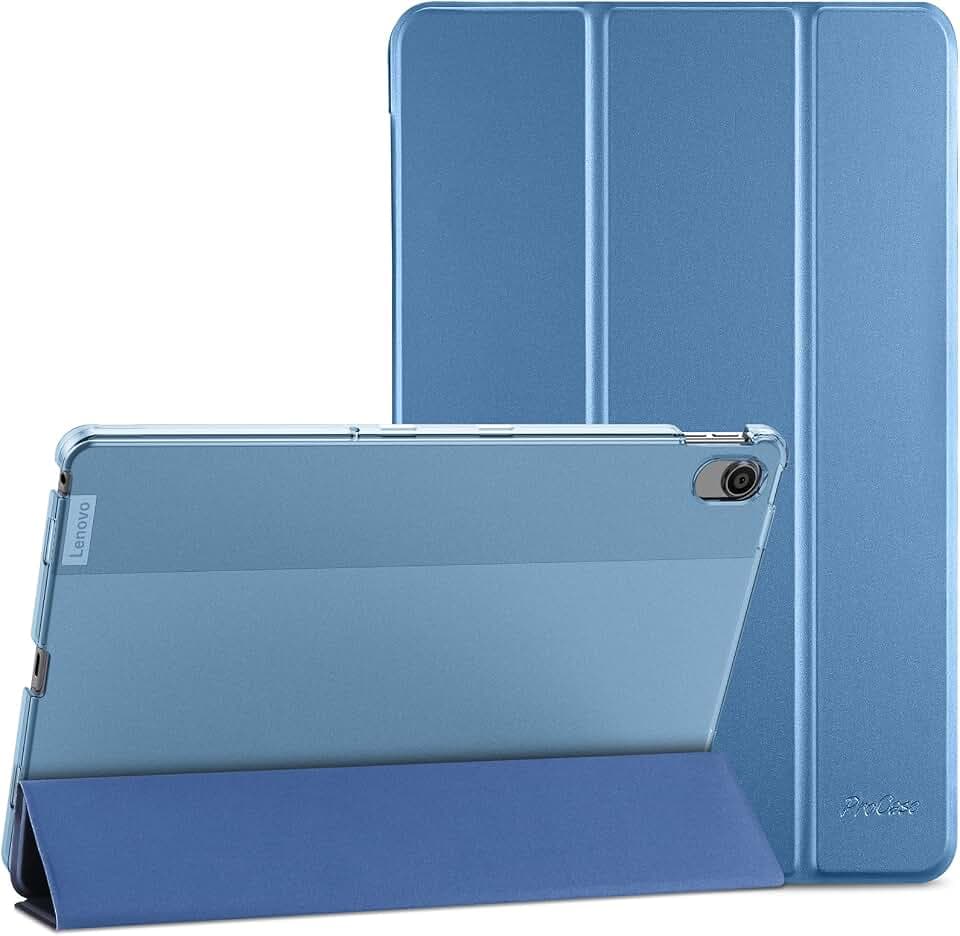 ProCase Hülle Case für 10,6 Zoll Lenovo Tab M10 Plus 3rd Gen 26,9 cm (2000x1200, 2K Display) 2022 Dreifach Falt Klapp Schutzhülle Ultra Leicht Ständer Cover Translucent Frosted Rückhülle -Blau