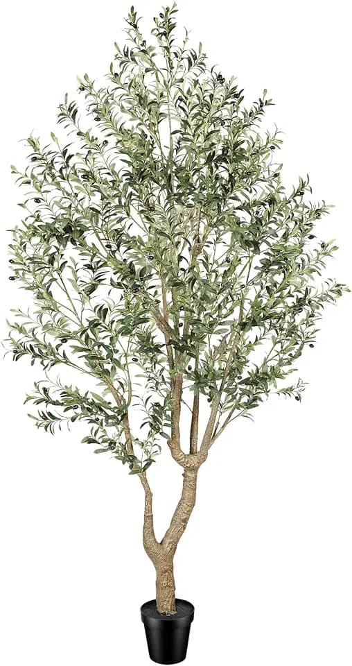FEELEAD Tall Faux Olive Tree 9ft with Lifelike Leaves & Textured Branches