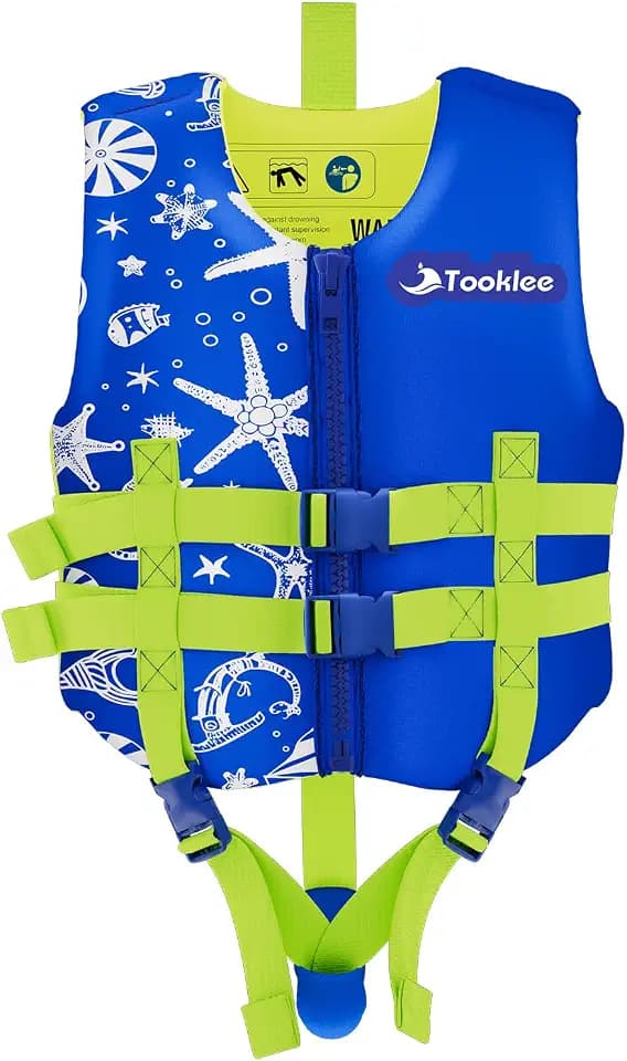 Swim Vest for Kids & Toddler Age 1-2-3-5-7-9, Kids Floaties Swim Training Jacket Buoyancy Aid for 20-30-50-90 lbs Boys & Girls, Soft Neoprene Comfort Dual Strap Vest for Pool & Beach, Blue, L