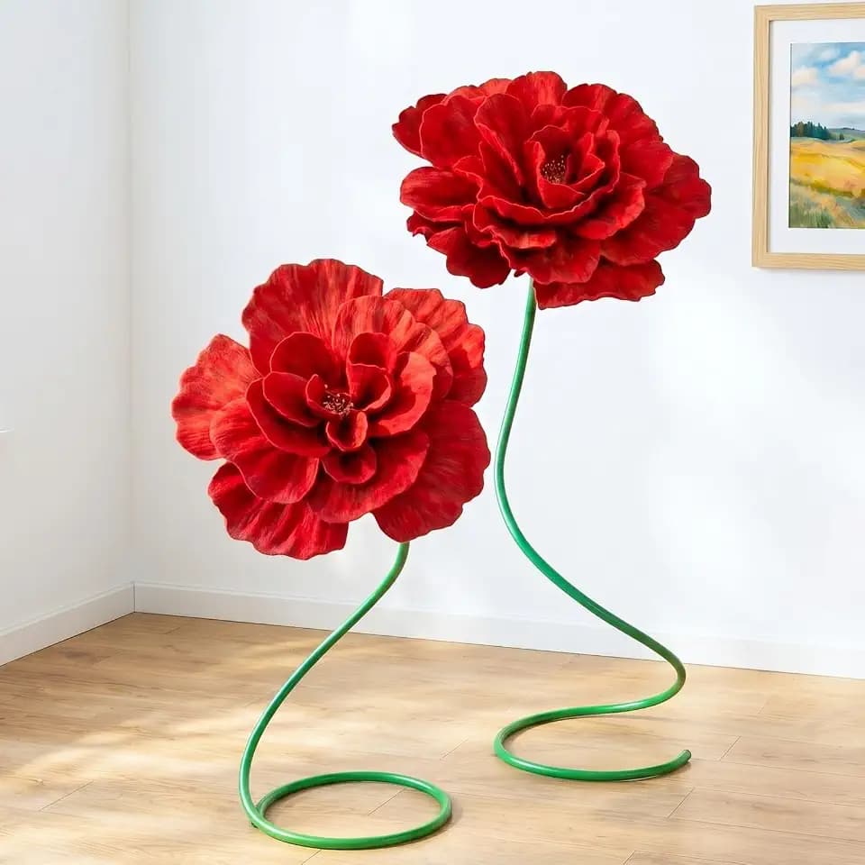 2 Pcs 5ft Giant Red Peony Flower Back to School Decor