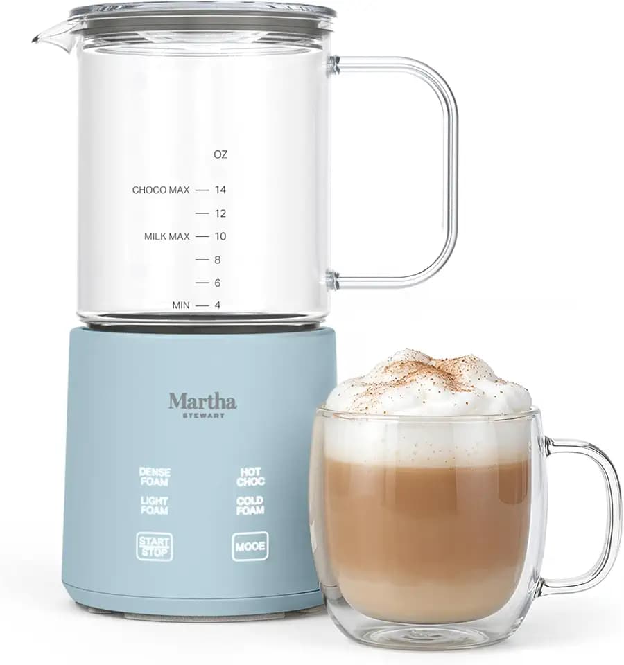 Martha Stewart 10oz Milk Frother & Steamer, 4 Presets, 300ml Glass Pitcher