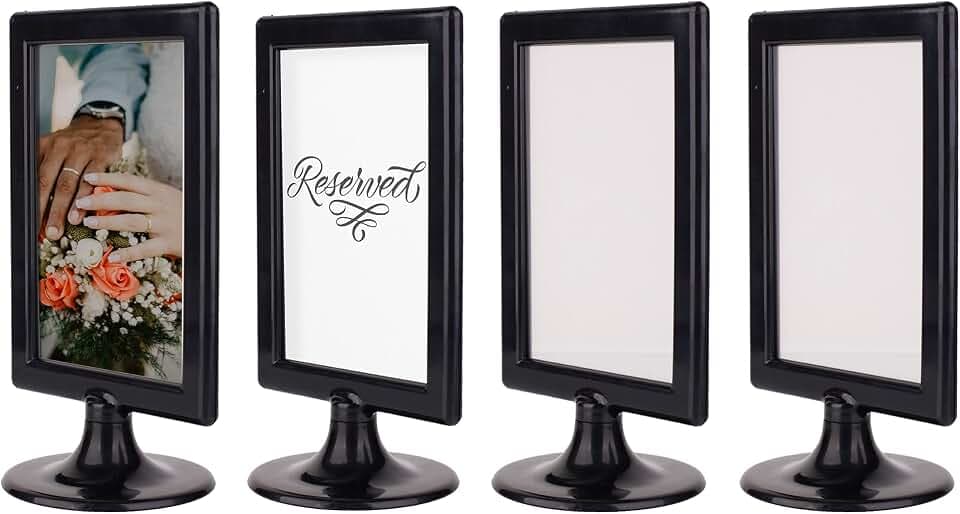 ALBEN Double Sided Standing Picture Frames - (Black, 4 count) 4x6 Inch Pedestal Photo Frame with Inserts and Base - 2 Sided Frame for Vertical Display