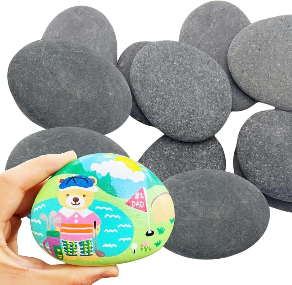 12PCS Large Painting Rocks, 3“-4” River Rocks for Painting , DIY Rocks Flat & Smooth Kindness Rocks for Arts, Crafts, Decoration