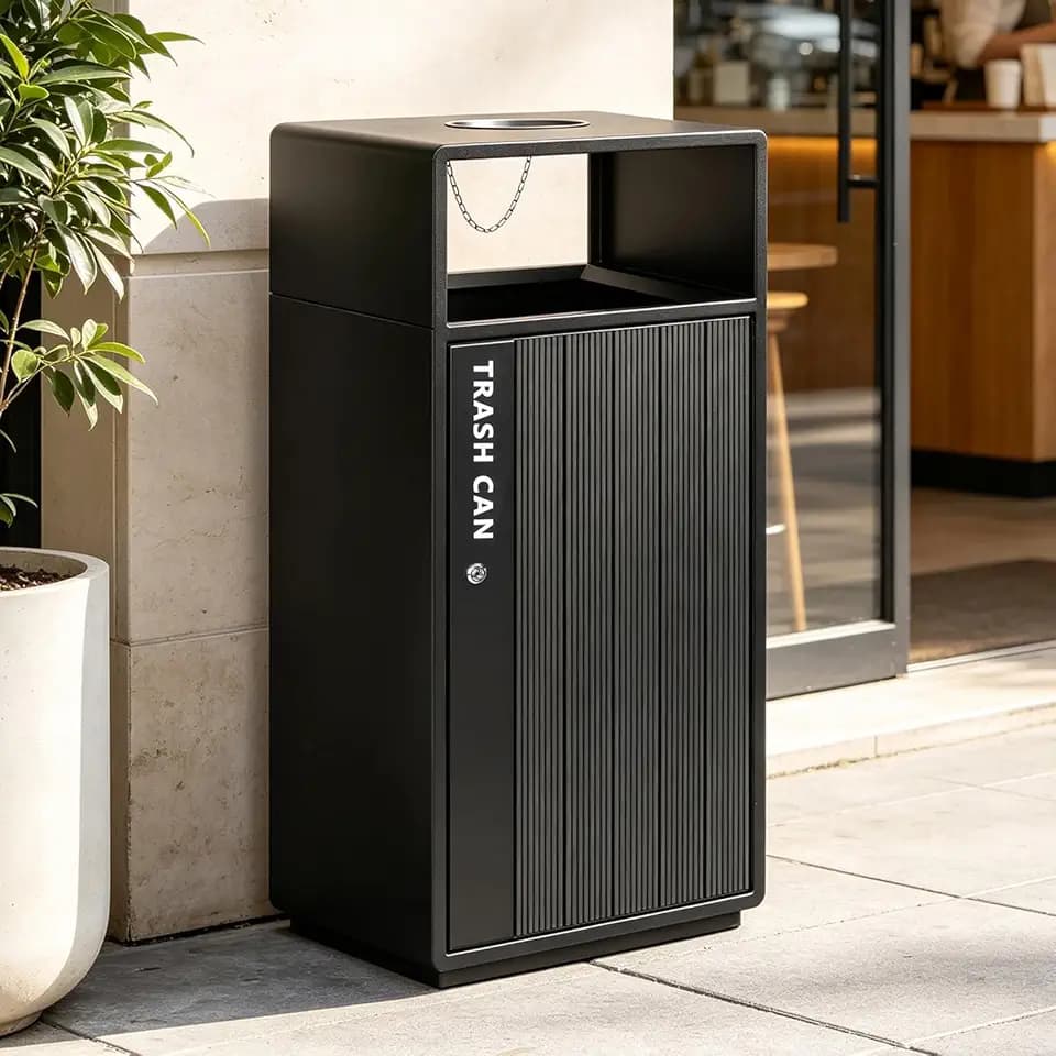 BEAMNOVA 30.36 Gal Outdoor Commercial Trash Can with Lid, Door, Lock
