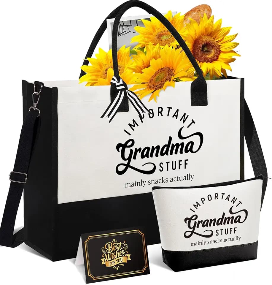 Mother's Day Gifts for Grandma, Best Grandma Gifts for Grandma from Granddaughter Grandchildren Grandkids, Unique Grandma Gift for Nana, Grammy, New Grandma w/Tote Bag Makeup Bag