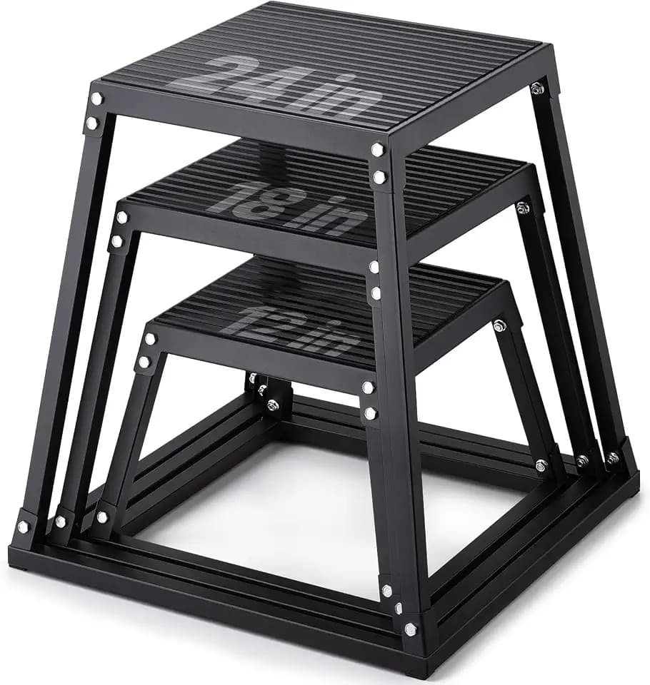 VEVOR Plyometric Jump Box, 18 Inch Plyo Box, Steel Plyometric Platform and Jumping Agility Box, Anti-Slip Fitness Exercise Step Up Box for Home Gym Training, Conditioning Strength Training