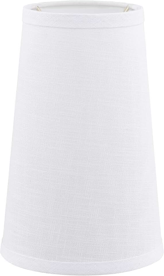 Aspen Creative 32216 Transitional Hardback Empire Shape Spider Fitter Lamp Shade in White Linen Fabric, 4-1/4" Top x 6" Bottom x 9" Slant
