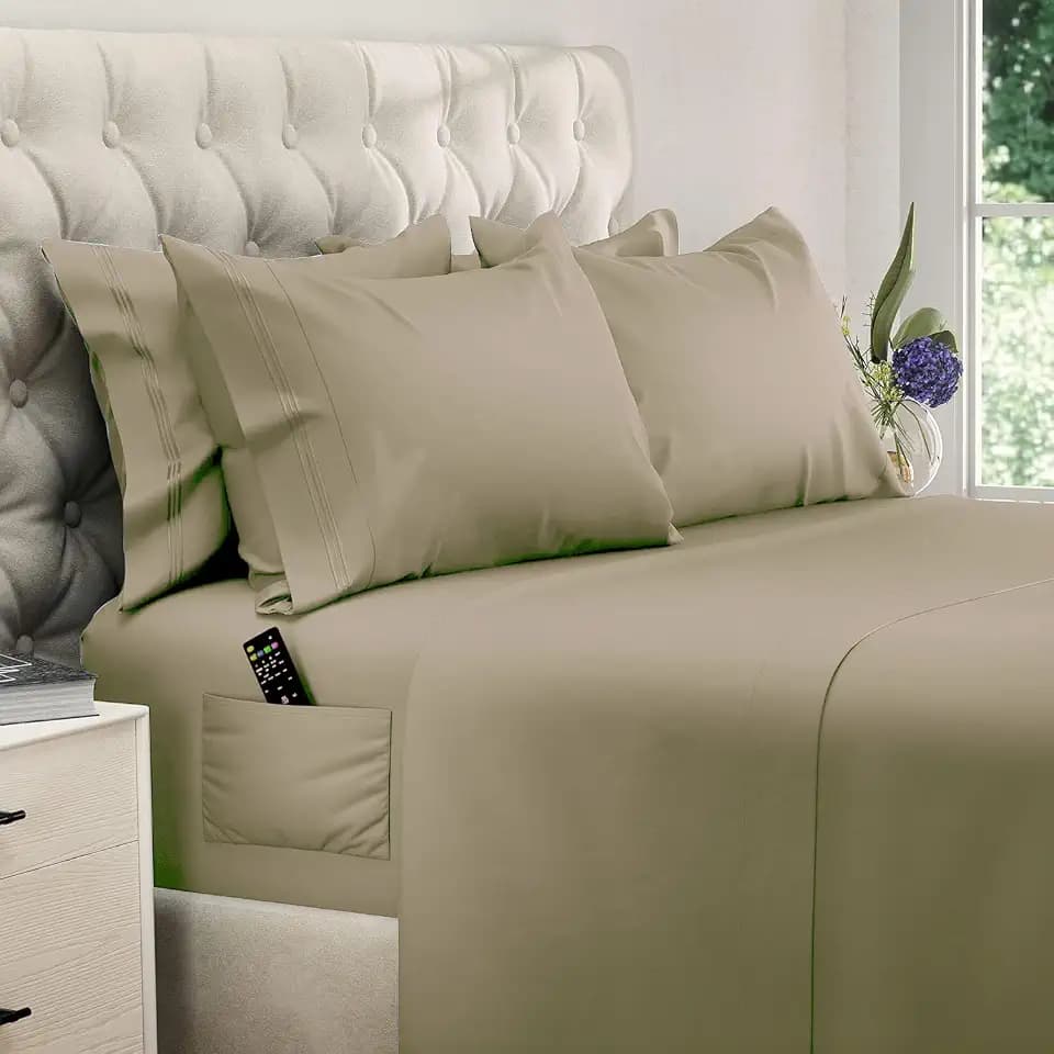DREAMCARE King Size Sheets Set - 6 pcs Breathable Cooling Sheets King Size