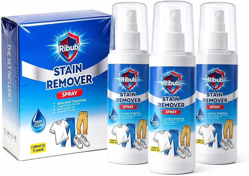 Laundry Stain Remover Spray 3 Pack, Bleach-Free Stain Remover for Clothes, Removes Oil, Blood, Food & Grease Stains, Fabric Cleaner for Couch, Sofa, Upholstery, Bedding, Sheets & Home Textiles