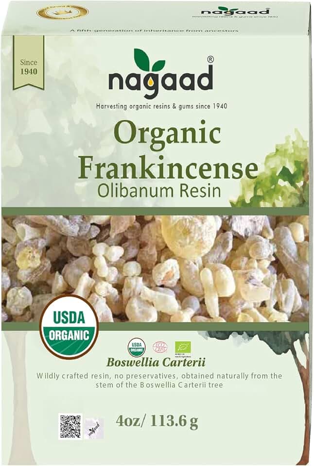 Organic Frankincense Resin, 4 oz - USDA Certified 100% Pure Boswellia Carterii, Premium Grade Church Incense, Wild-Harvested Luban for Aromatherapy, Meditation, Air Purification & Spiritual Rituals