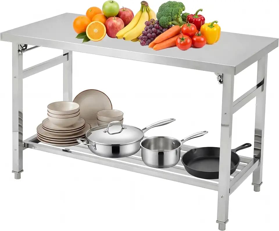 Garvee 60"x24" Stainless Steel Folding Prep Table,No Installation Required