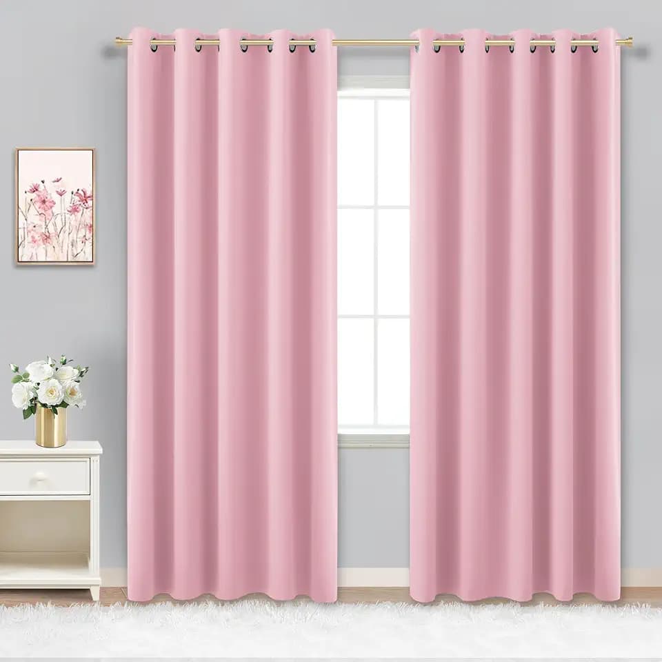 KOUFALL Light Pink Blackout Curtains 72 x 84 Inches Long for Girls Bedroom Nursery,Cute Teen Girl Room Decor,2 Panels Baby Pink Black Out Curtains for Toddler Little Girl