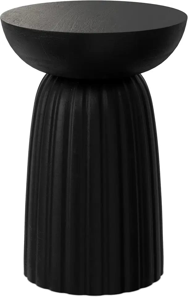 SIMPLIHOME Boyd 13" Wide Solid Wood Round End Table in Black