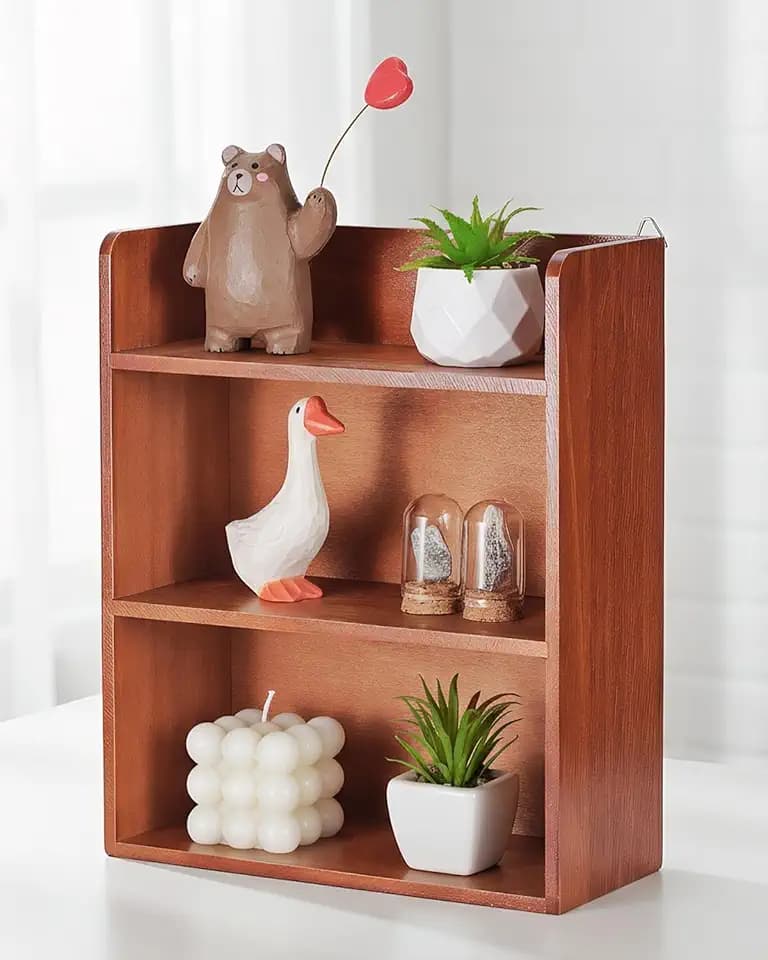 10"x 12" Vintage Small Trinket Display Shelf Shadow Box, Brown