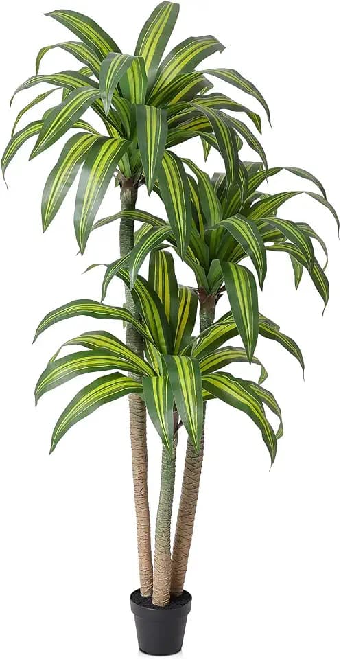 VeriNatural 6ft Artificial Dracaena Tree with Natural Trunk
