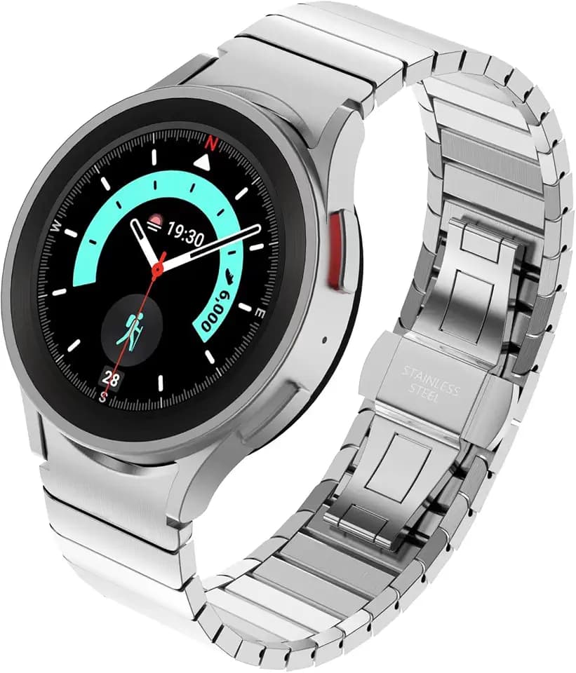 VeveXiao Metallarmband kompatibel mit Samsung Galaxy Watch 6 40mm 44mm Band/6 Classic 43mm 47mm/Watch 5 Pro 45mm/Watch 5/4 40mm 44mm/Watch 4 Classic 42mm 46mm Edelstahl Link Armband