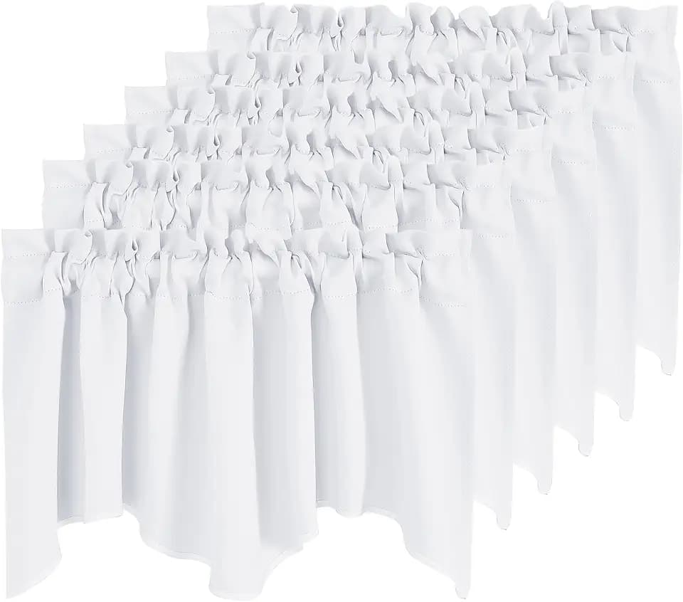 NICETOWN 6 Panels Pure White Bathroom Window Valances, Thermal Insualted Rod Pocket Privacy Protection Room Darkening Short Valances for Office/Classroom, 52" Wide x 18" Long per Panel