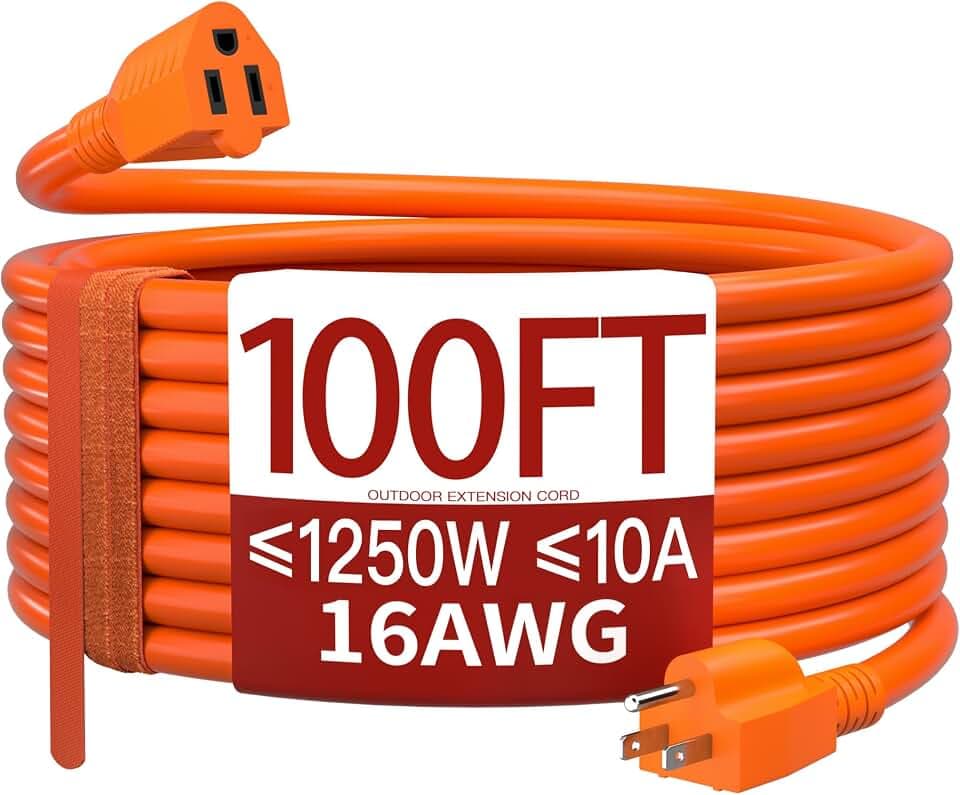 Skrizcable 16/3 100FT Outdoor Extension Cord Flexible, Orange Power Cord