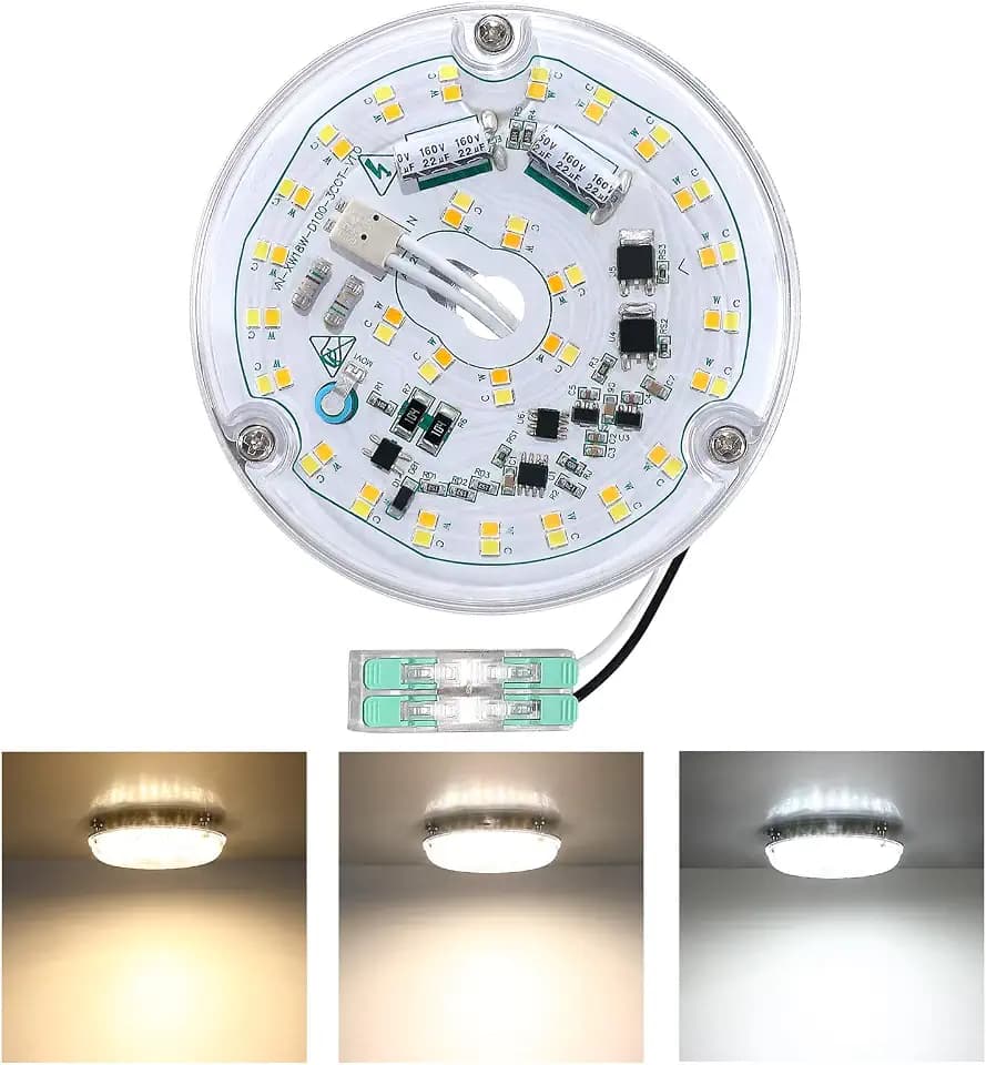 4 Inch LED Ceiling Fan Light Kit, 18W 2200LM 3000K 4500K 6000K Ceiling Fan Light Replacement, Round Ceiling Fan Light Kit Replacement, 120V, CRI90, Dimmable