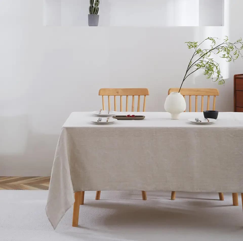 100% French Flax Linen Tablecloths Rectangle 132Lx60W Inch for Dinners, Parties, Easter, Halloween, Camping, Stone Washed, Textured, Machine Washable, 12-14 Sets (60''x132'', Natural Linen)