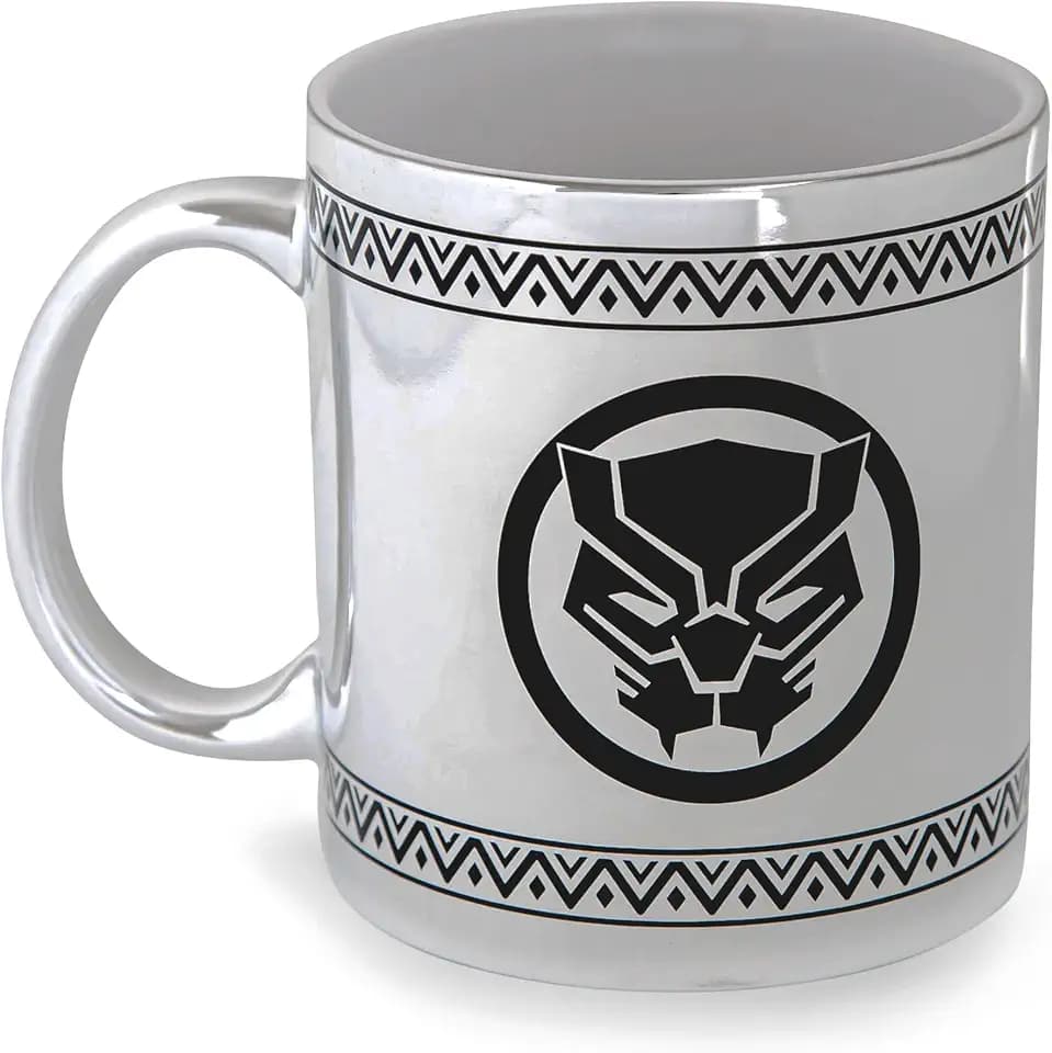 Silver Buffalo Marvel Studios Black Panther Tribal Borders Electroplated Ceramic Coffee Mug | Cup For Espresso, Tea, Beverages | Holds 20 Ounces