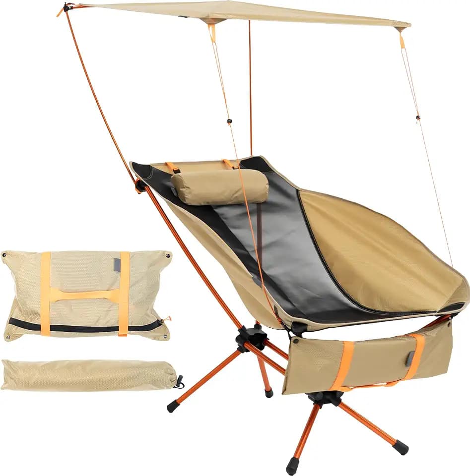 Portable Folding Camping Chair with Sunshade Canopy for Adults