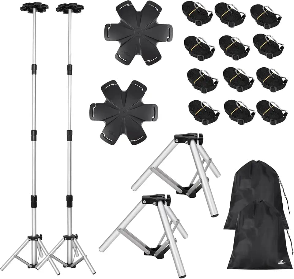 Affordura Extra Tall Boat Cover Support Poles, 27-71”, Tripod Base, 2 Set