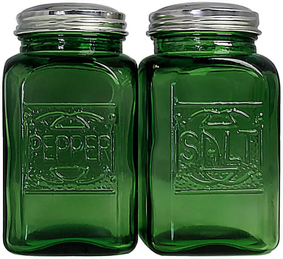 Ritadeshop Depression Style Glass Salt and Pepper Shakers (Green)